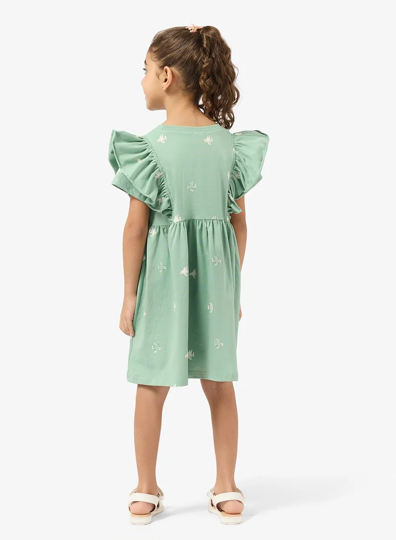 Pinata  Ruffle Shoulder Printed Summer Dress for Women | Best Price UAE